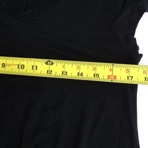 No Comment Black V-Neck T-Shirt Dress Women Size L Asymmetrical Hem With Pocket - Picture 6 of 7